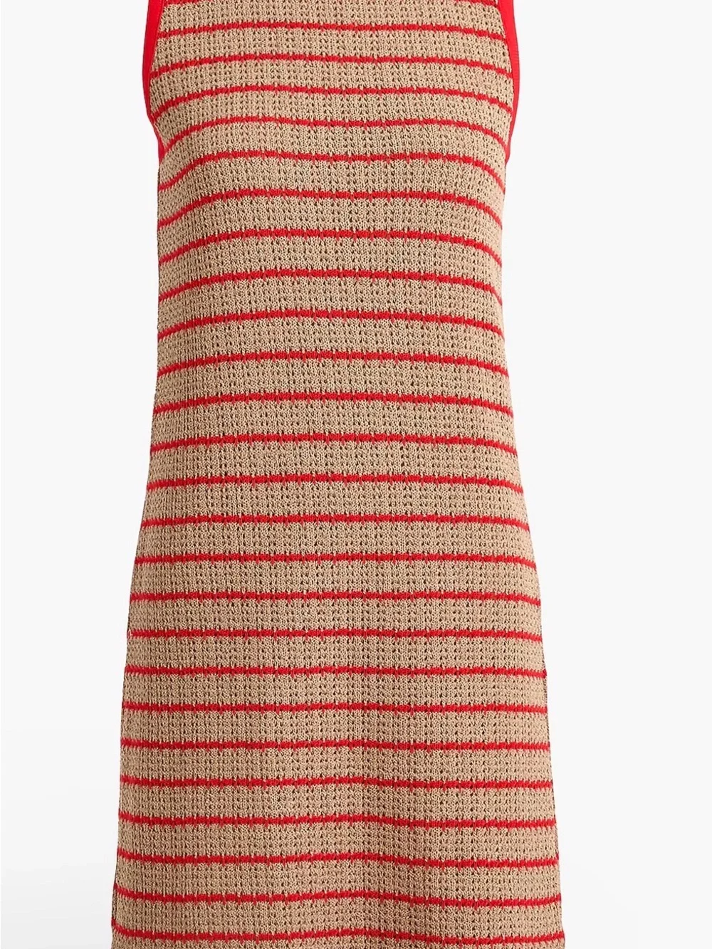 J. Crew Women's Sleeveless Striped Crochet Dress Khaki and Red Size M NWT‎ $98